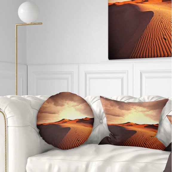 Designart 12" x 20" Brown Polyester Throw Pillow