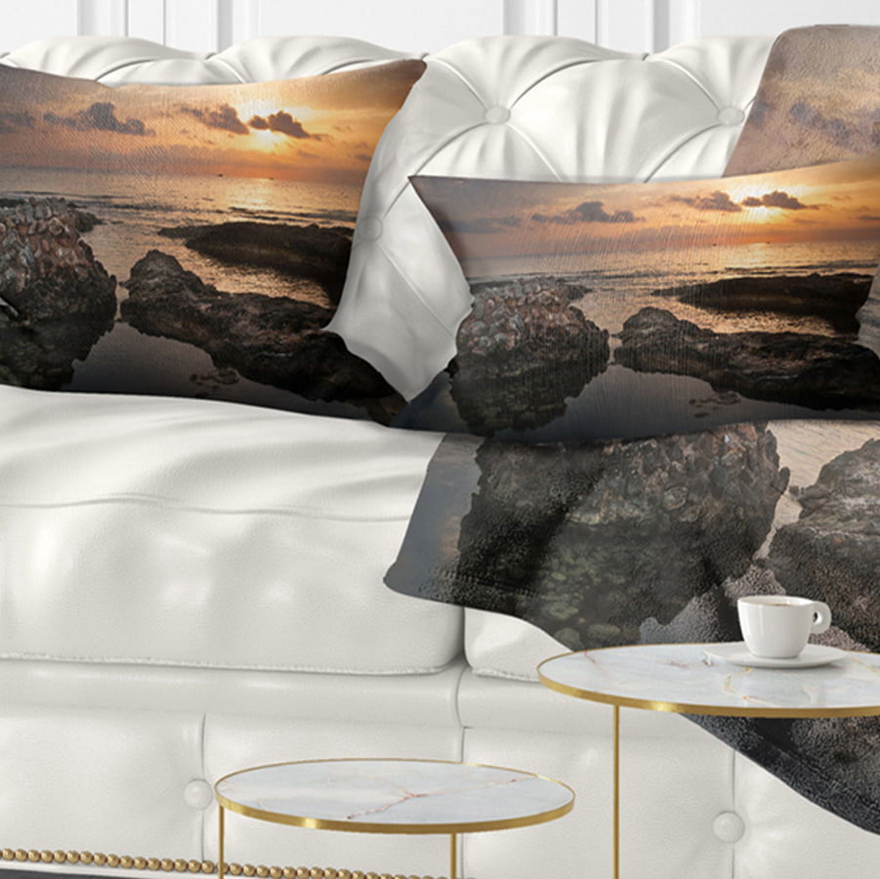 Designart 12" x 20" Brown Polyester Throw Pillow