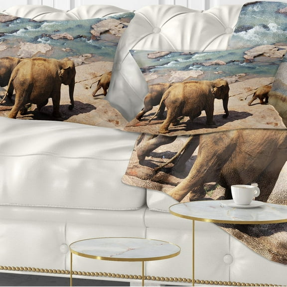 Designart 12" x 20" Brown Polyester Throw Pillow