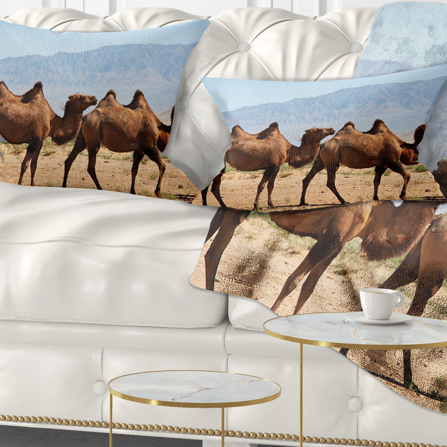 Designart 12" x 20" Brown Polyester Throw Pillow