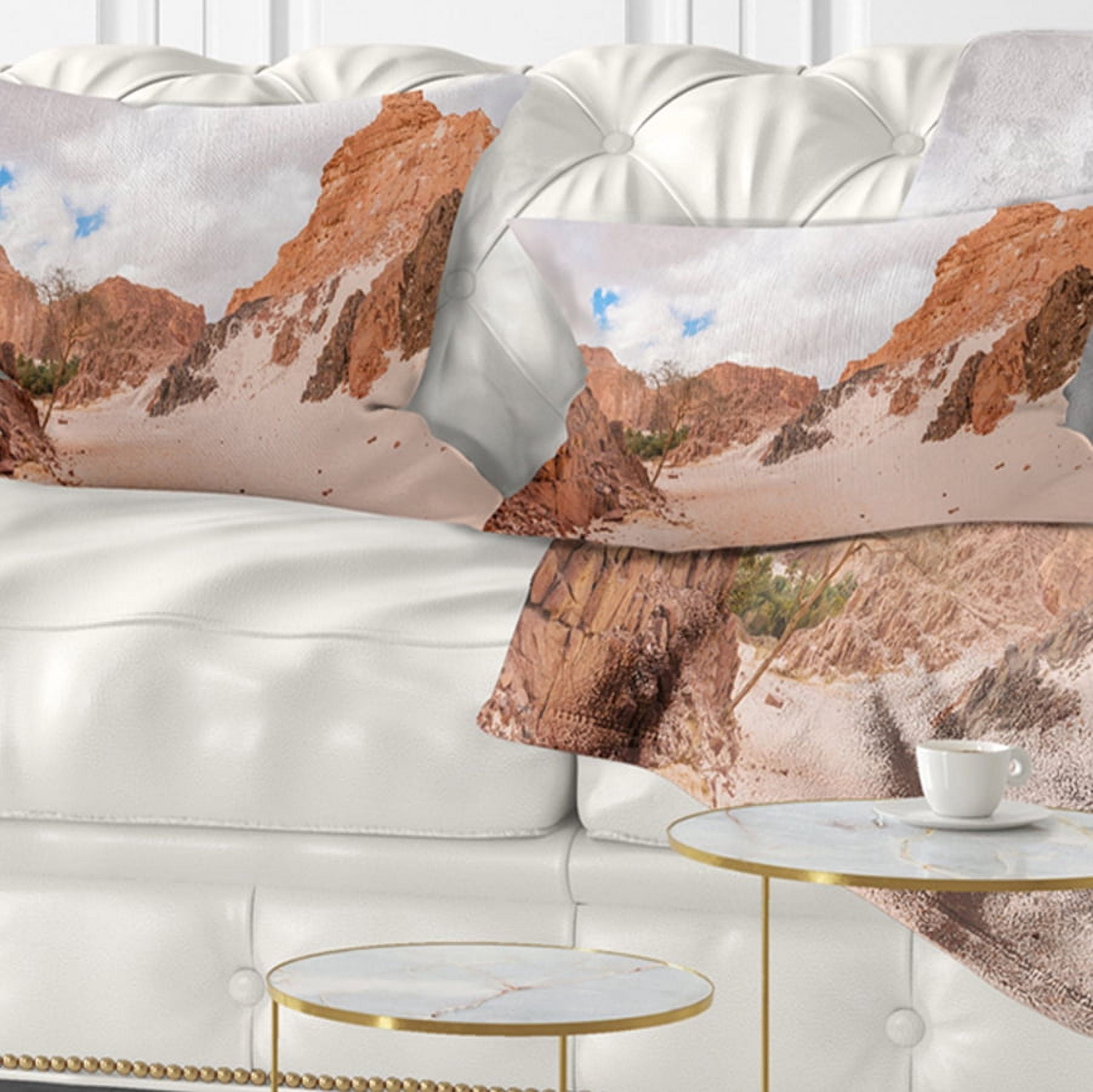 Designart 12" x 20" Brown Polyester Throw Pillow