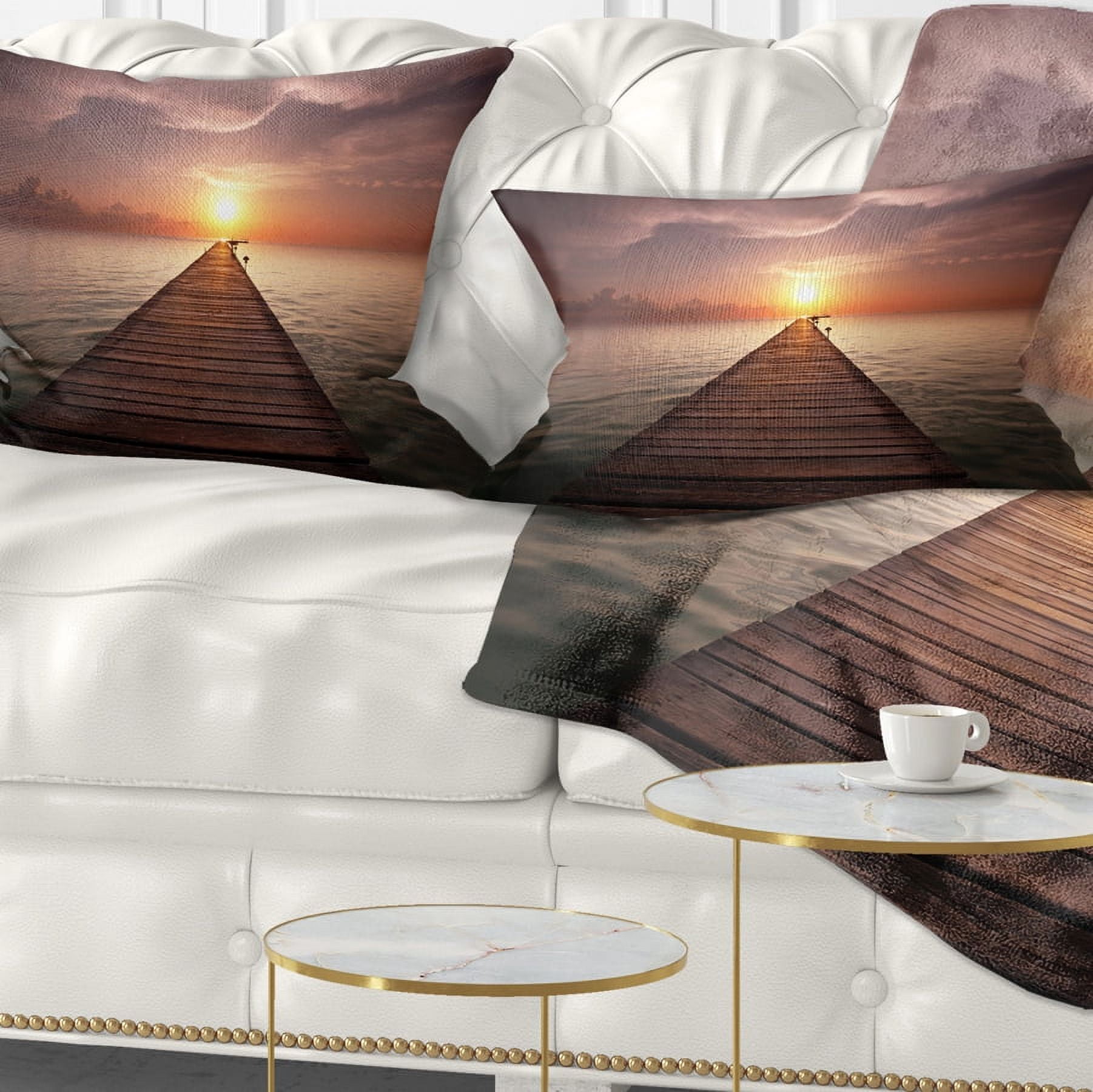 Designart 12" x 20" Brown Polyester Throw Pillow