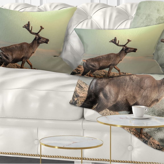 Designart 12" x 20" Brown Polyester Throw Pillow