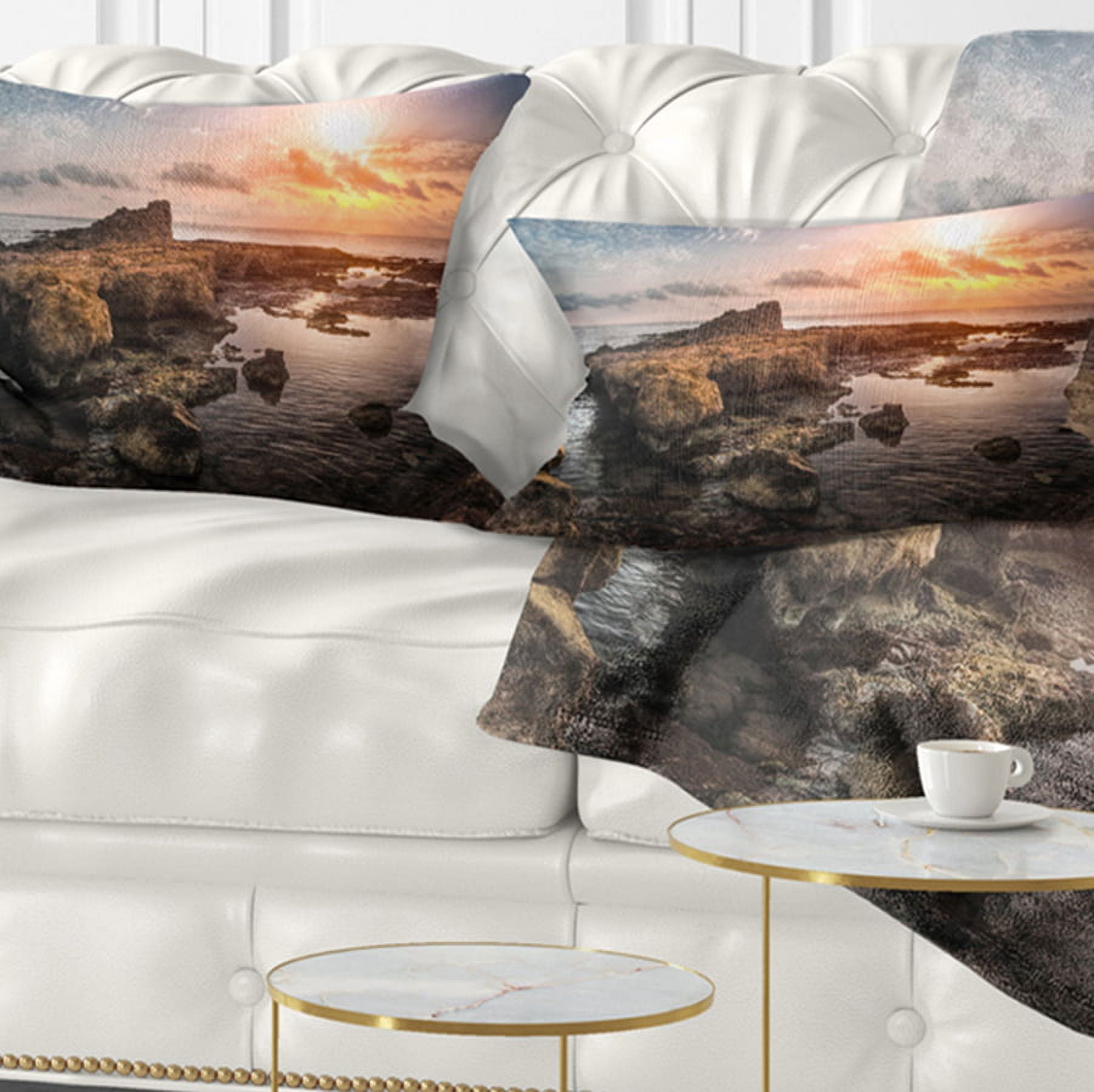 Designart 12" x 20" Brown Polyester Throw Pillow