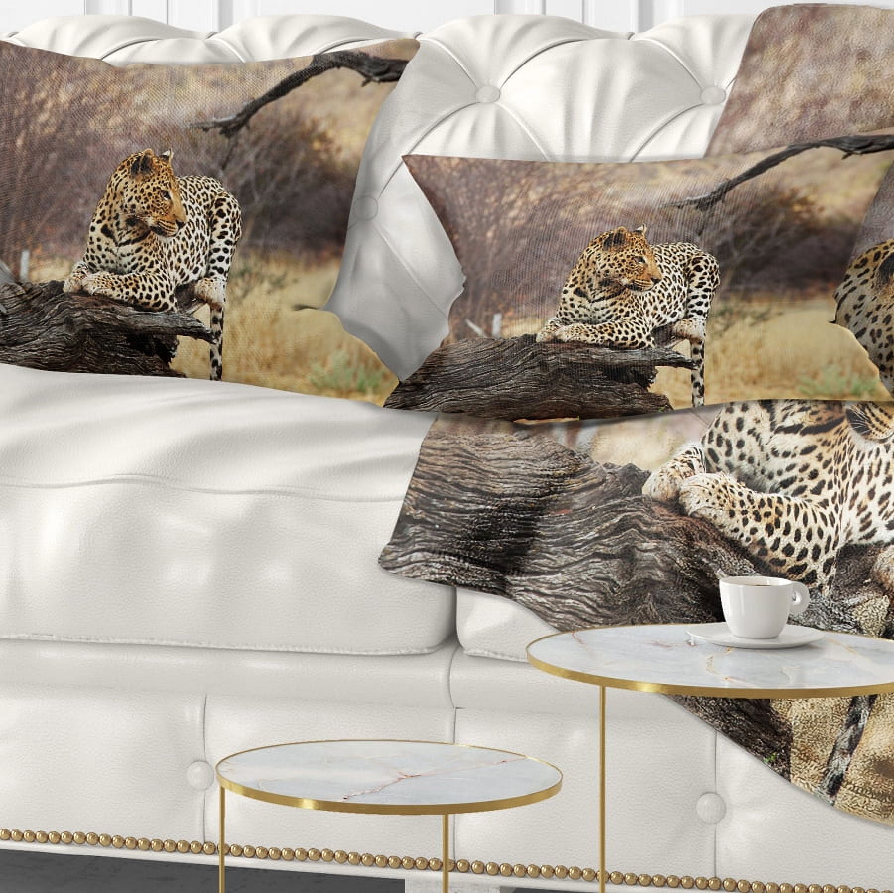 Designart 12" x 20" Brown Polyester Throw Pillow