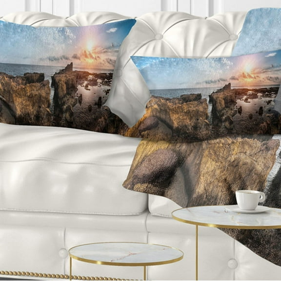 Designart 12" x 20" Brown Polyester Throw Pillow