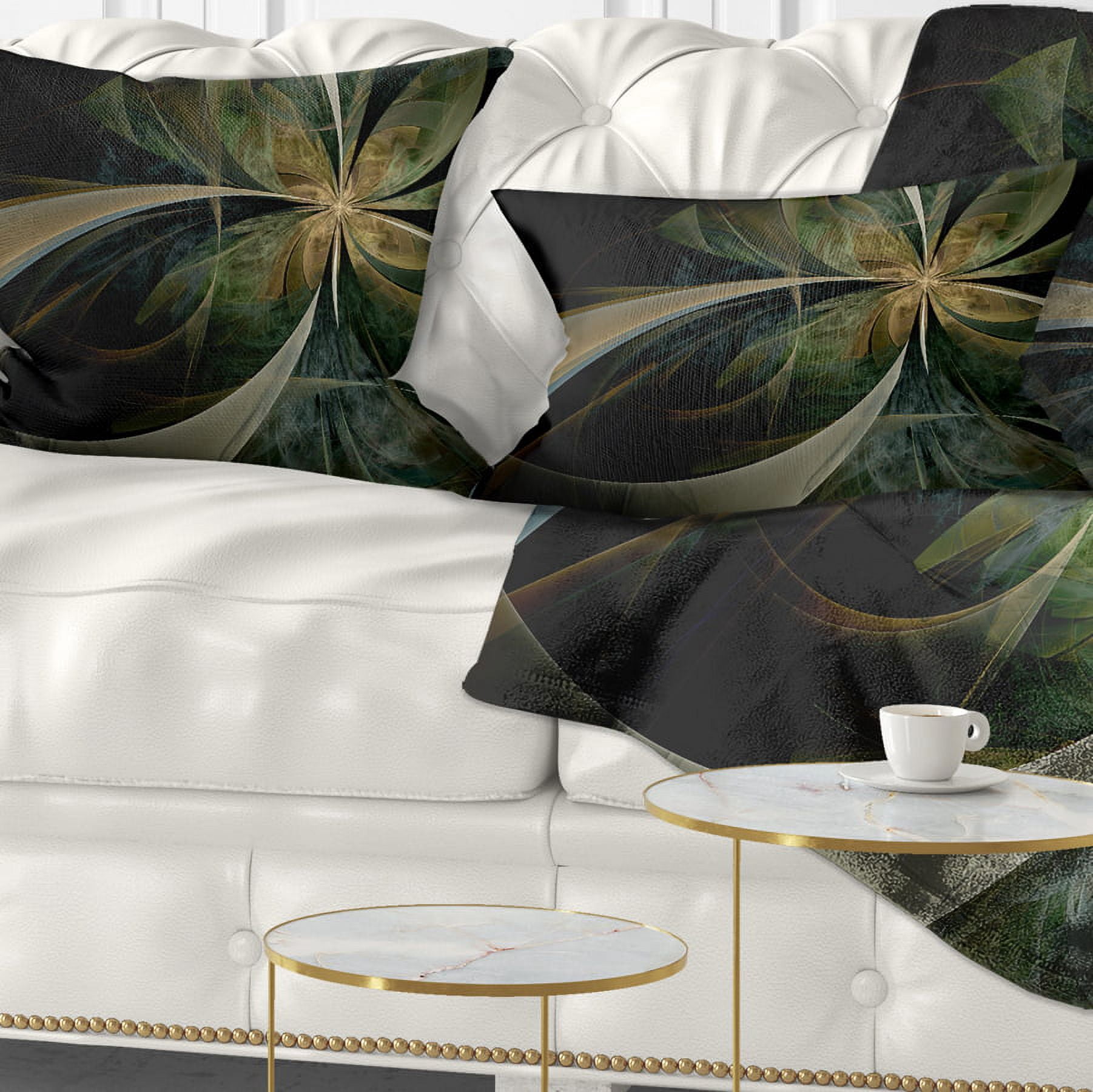 Designart 12" x 20" Contemporary and Modern Black Fractal Polyester Throw Pillow