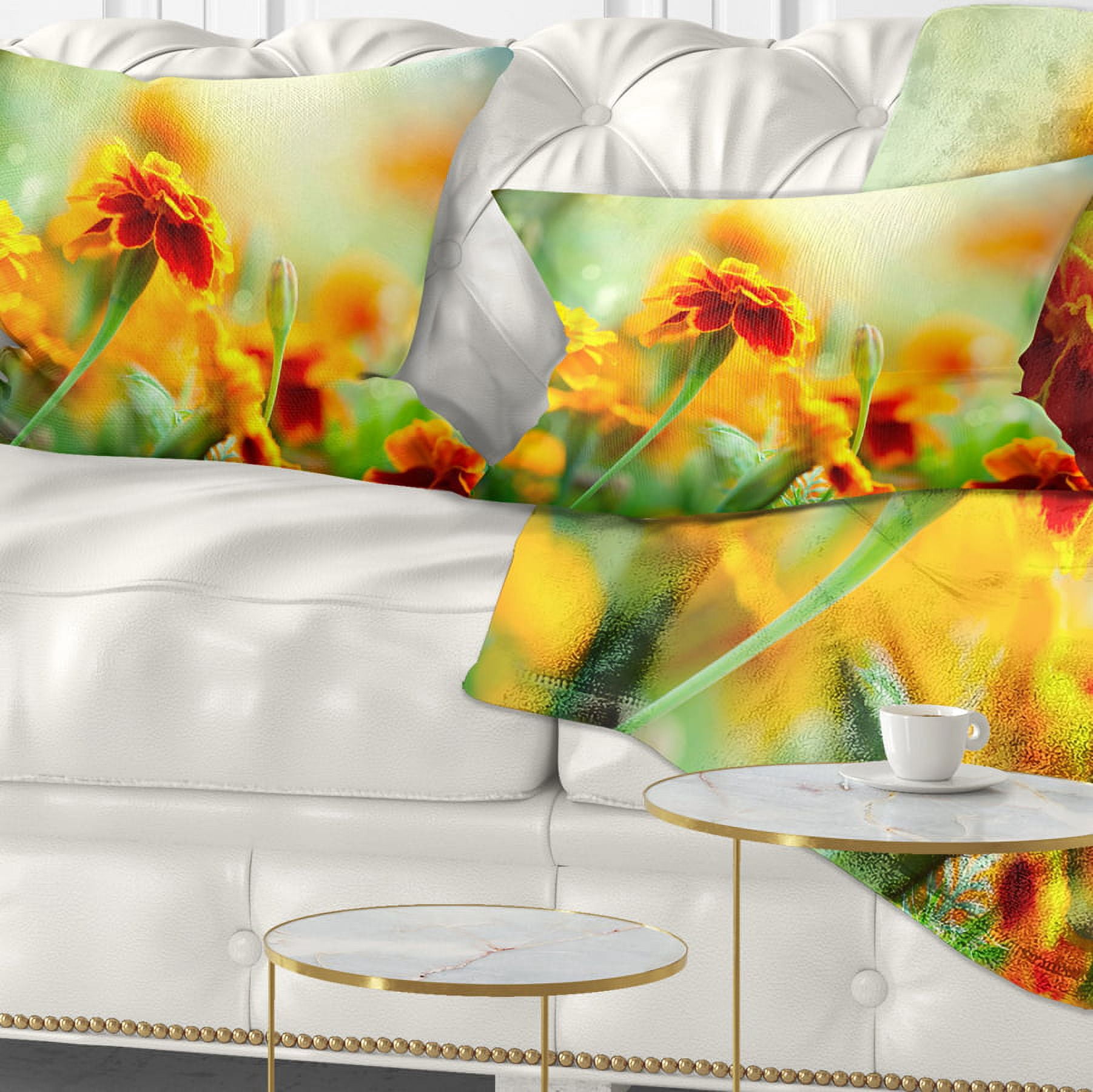 Designart 12" x 20" Floral Polyester Throw Pillow