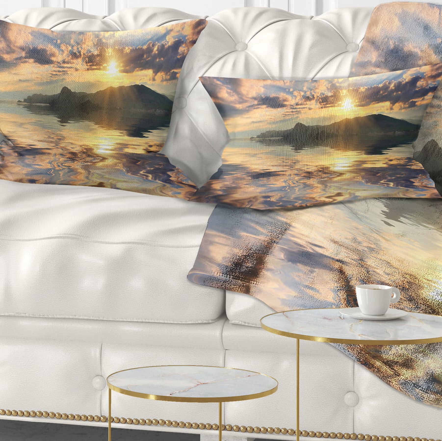 Designart 12" x 20" Gold Polyester Throw Pillow