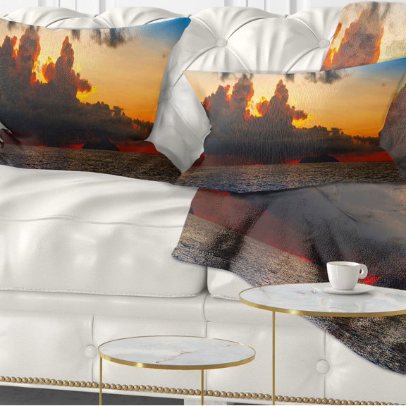 Designart 12" x 20" Gold Polyester Throw Pillow
