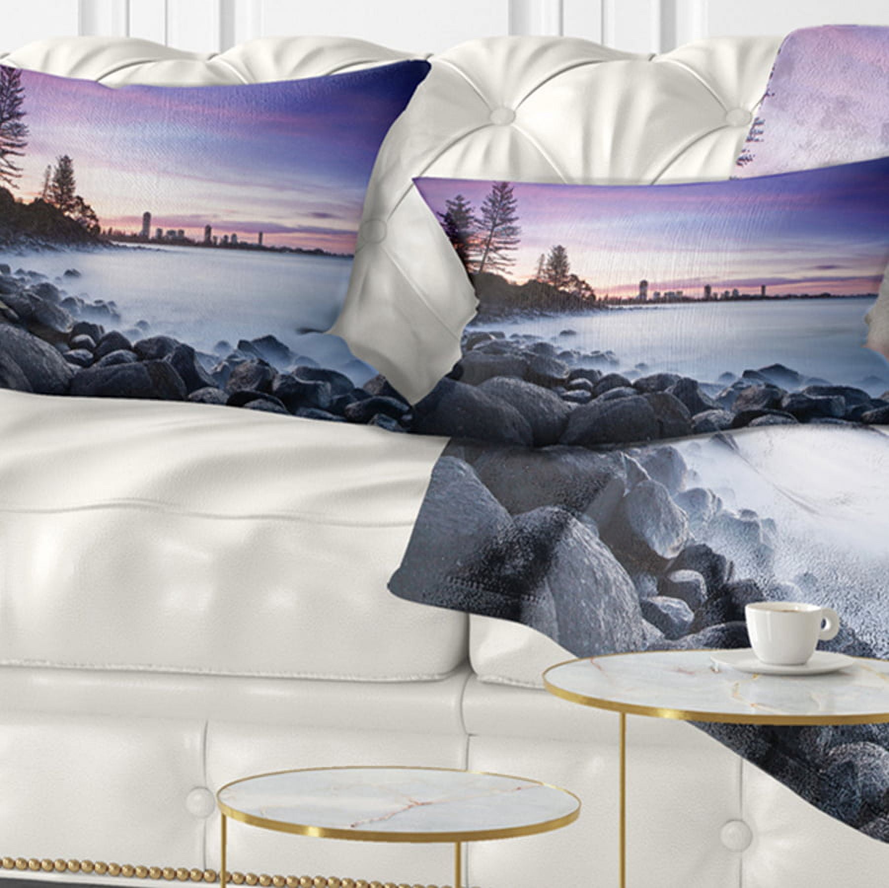 Designart 12" x 20" Gold Polyester Throw Pillow