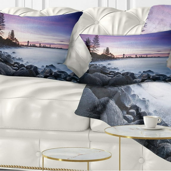 Designart 12" x 20" Gold Polyester Throw Pillow