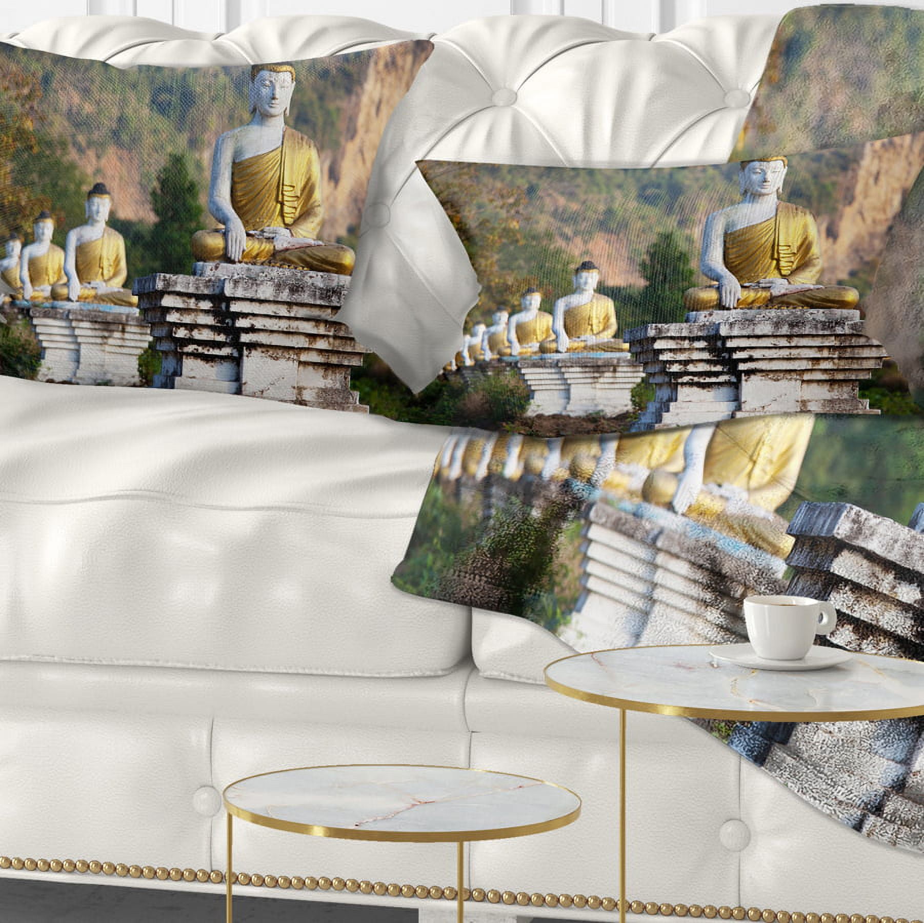 Designart 12" x 20" Gold Polyester Throw Pillow