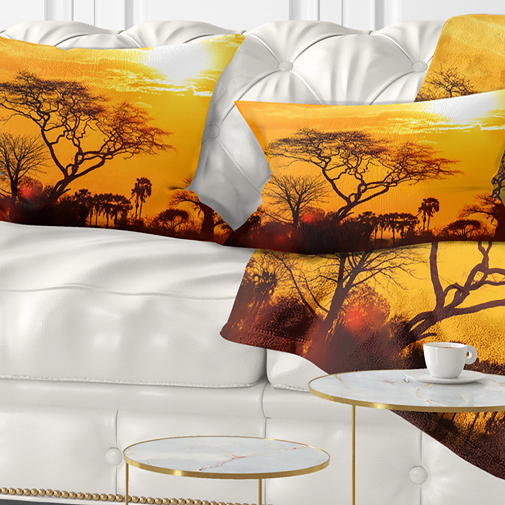 Designart 12" x 20" Gold Polyester Throw Pillow