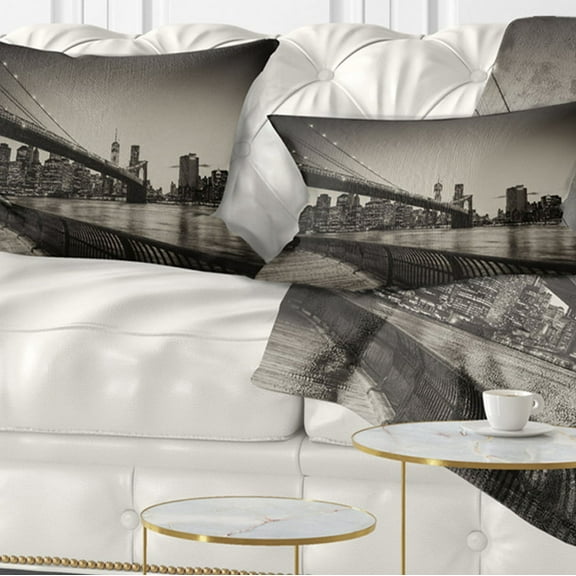 Designart 12" x 20" Gray Polyester Throw Pillow