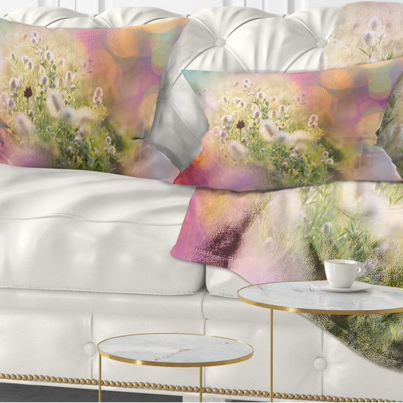 Designart 12" x 20" Green Polyester Throw Pillow