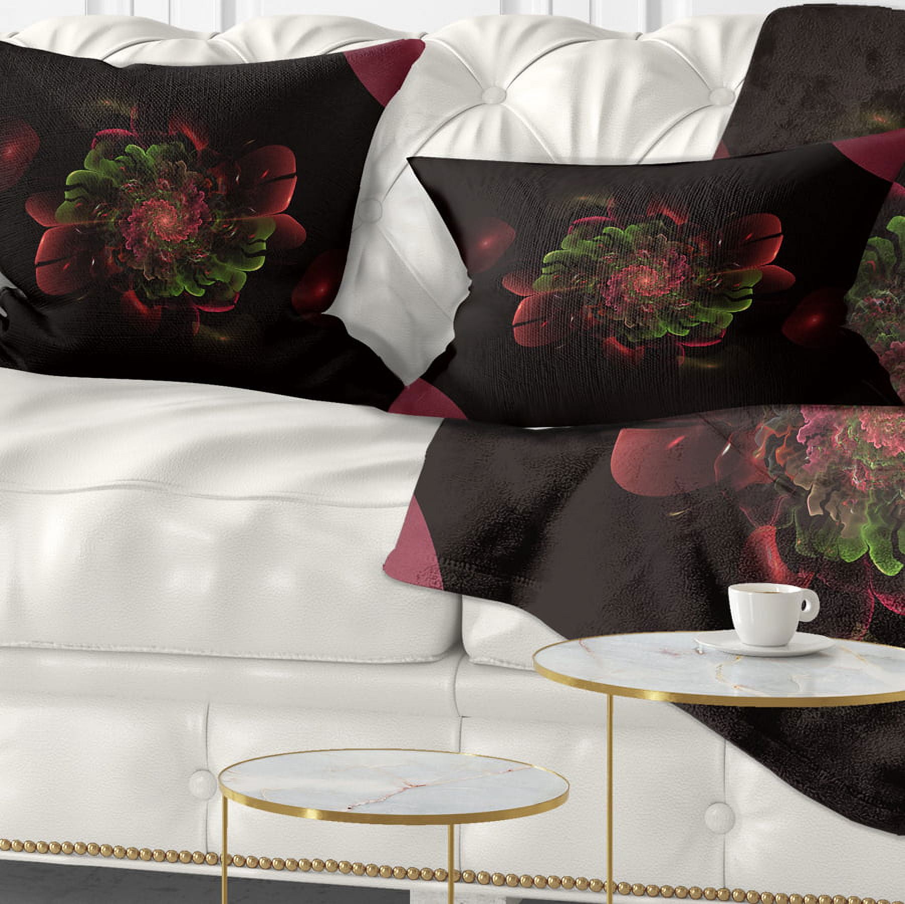 Designart 12" x 20" Green Polyester Throw Pillow
