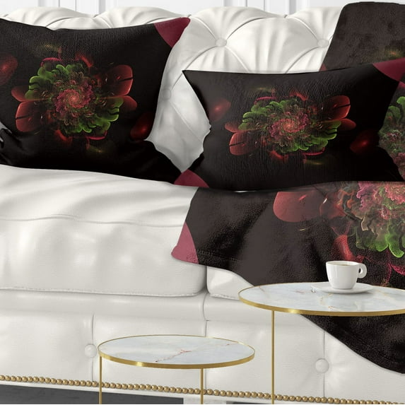 Designart 12" x 20" Green Polyester Throw Pillow