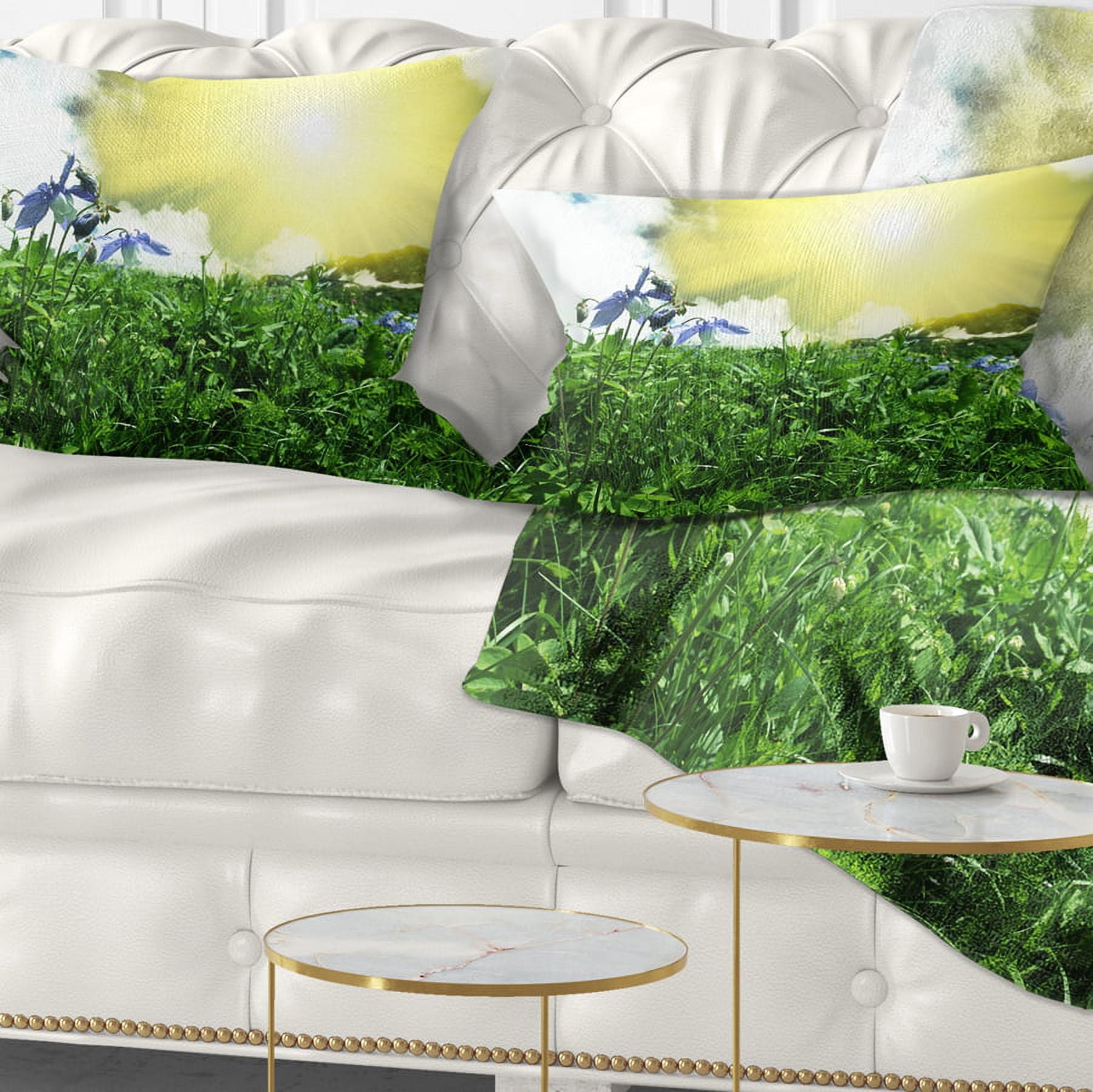 Designart 12" x 20" Green Polyester Throw Pillow