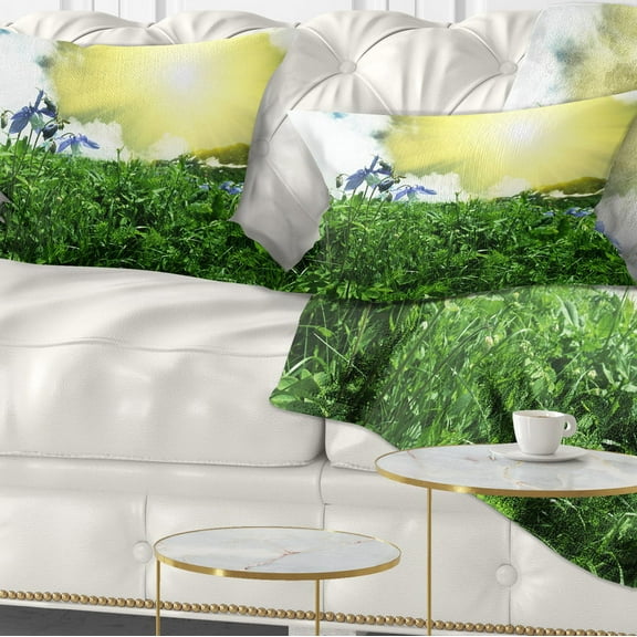 Designart 12" x 20" Green Polyester Throw Pillow