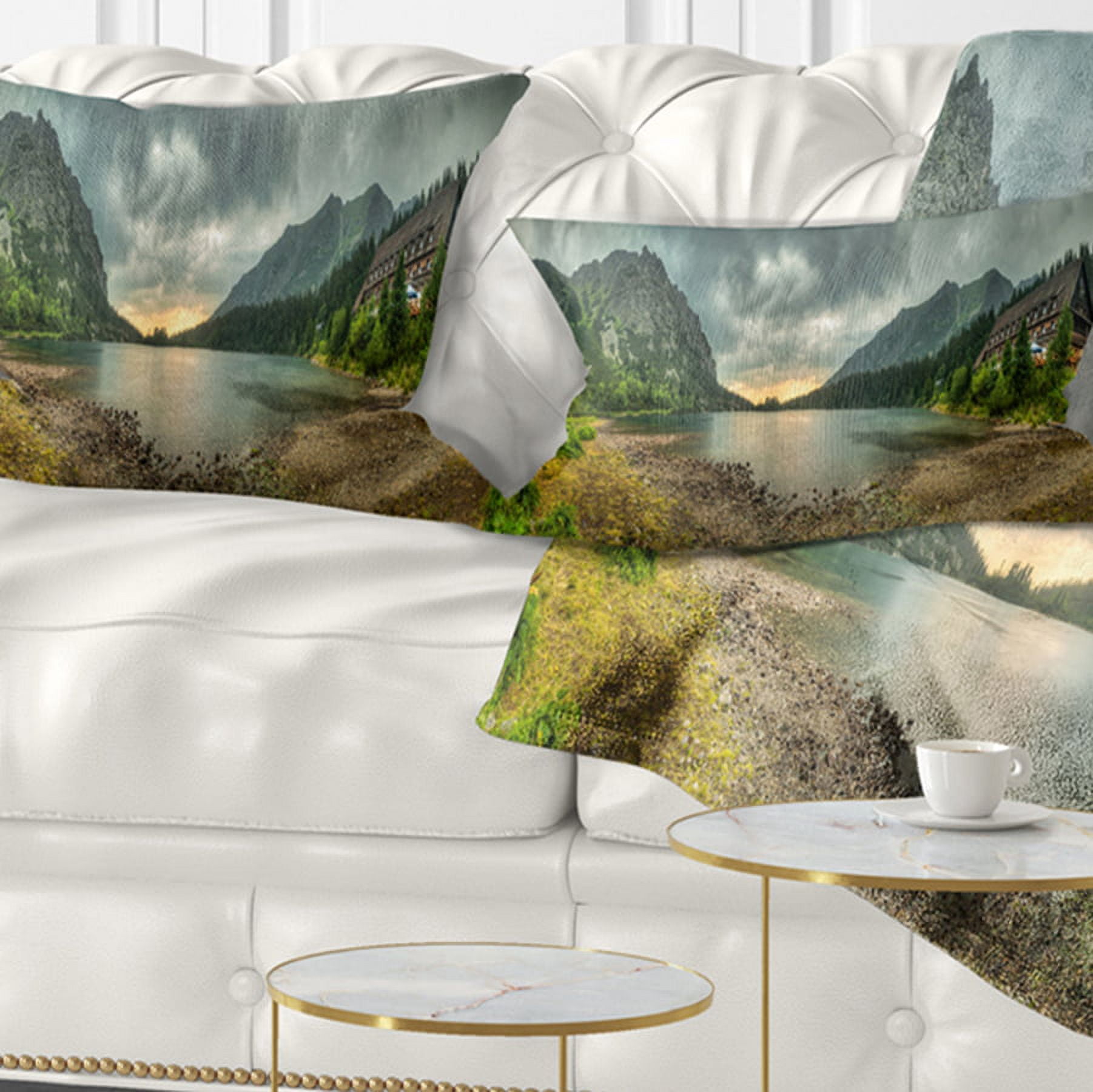 Designart 12" x 20" Green Polyester Throw Pillow