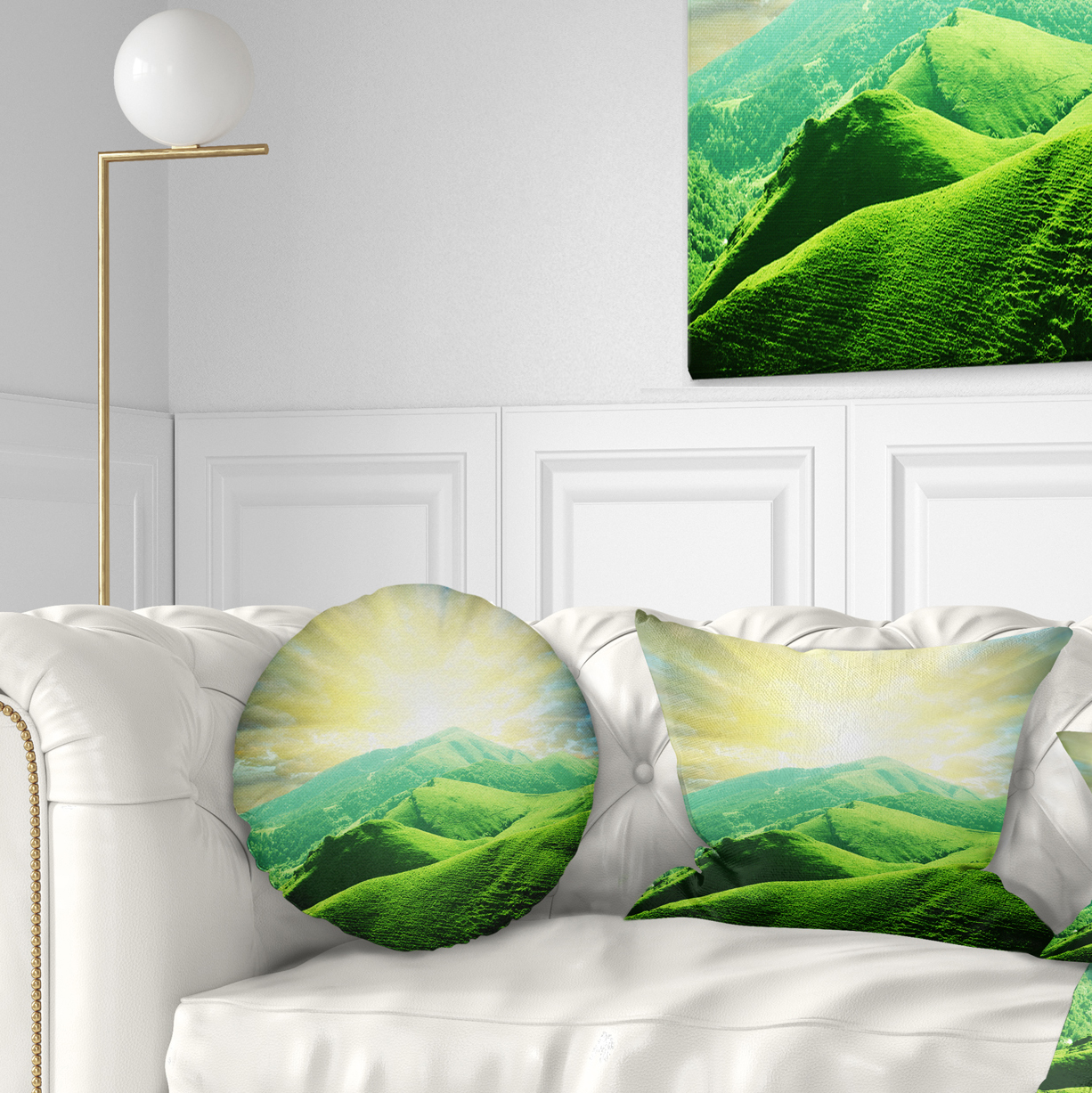 Designart 12" x 20" Green Polyester Throw Pillow