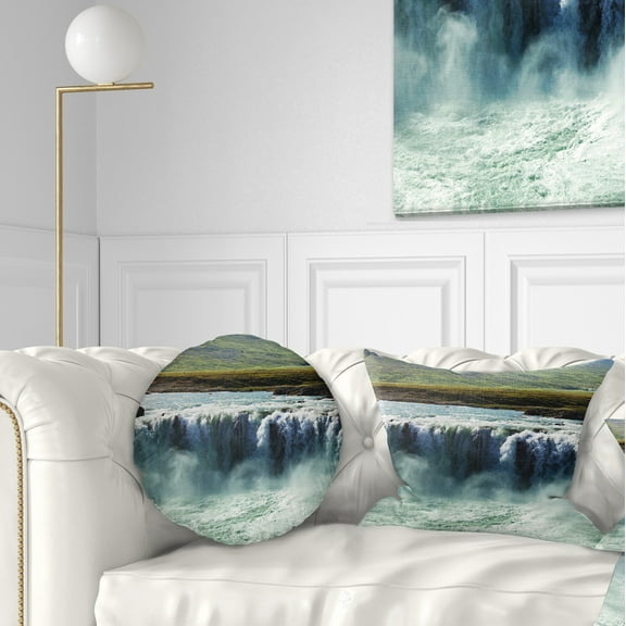 Designart 12" x 20" Green Polyester Throw Pillow