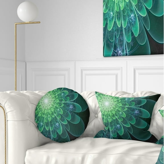 Designart 12" x 20" Green Polyester Throw Pillow