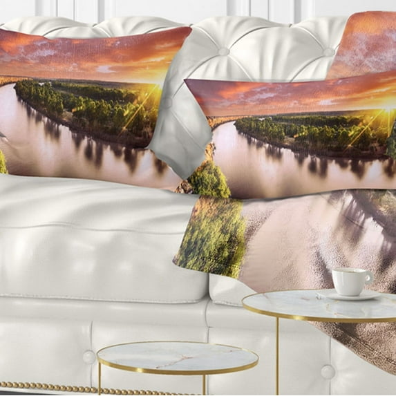 Designart 12" x 20" Green Polyester Throw Pillow