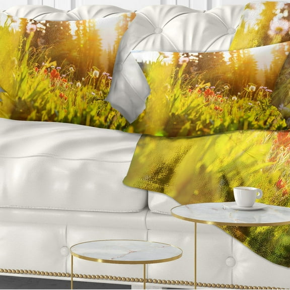 Designart 12" x 20" Green Polyester Throw Pillow