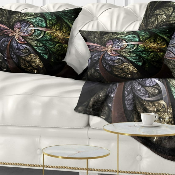 Designart 12" x 20" Green Polyester Throw Pillow