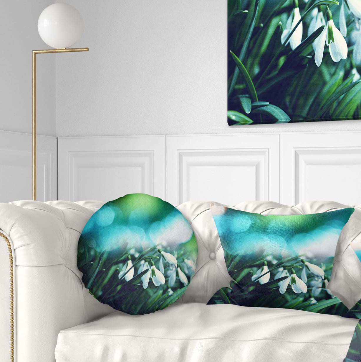 Designart 12" x 20" Green Polyester Throw Pillow