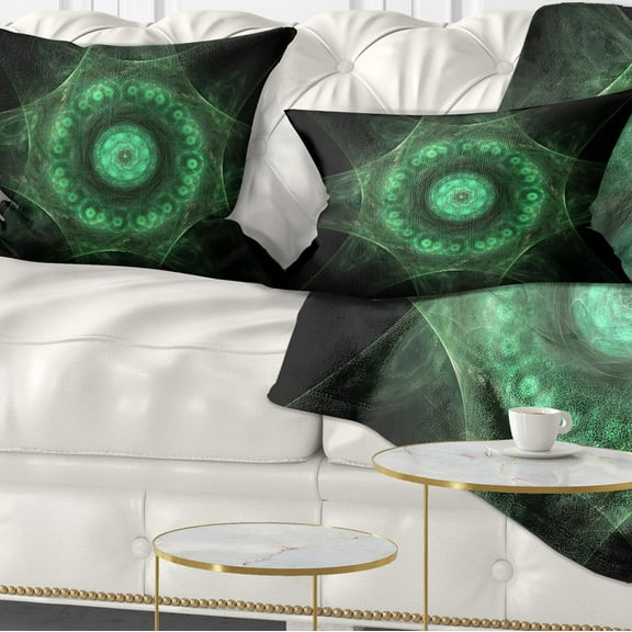 Designart 12" x 20" Green Polyester Throw Pillow