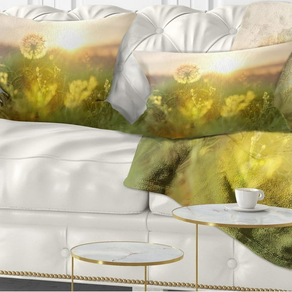 Designart 12" x 20" Green Polyester Throw Pillow