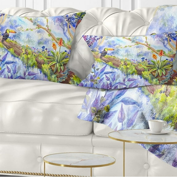 Designart 12" x 20" Green Polyester Throw Pillow