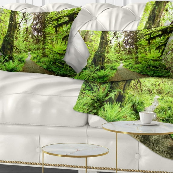 Designart 12" x 20" Green Polyester Throw Pillow
