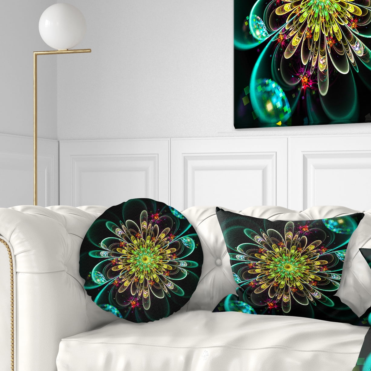 Designart 12" x 20" Green Polyester Throw Pillow