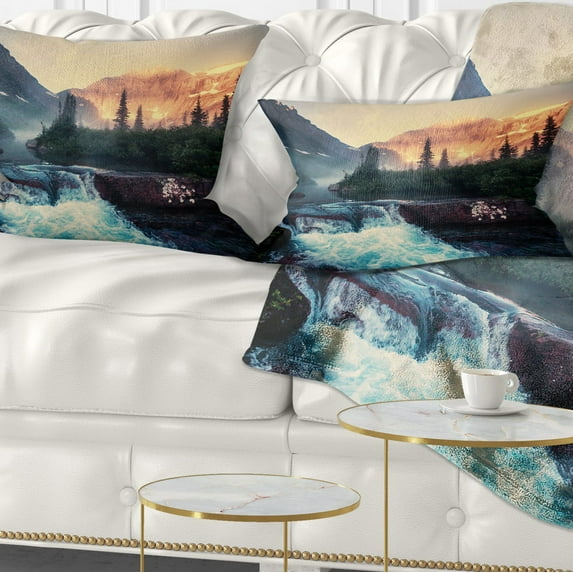 Designart 12" x 20" Green Polyester Throw Pillow