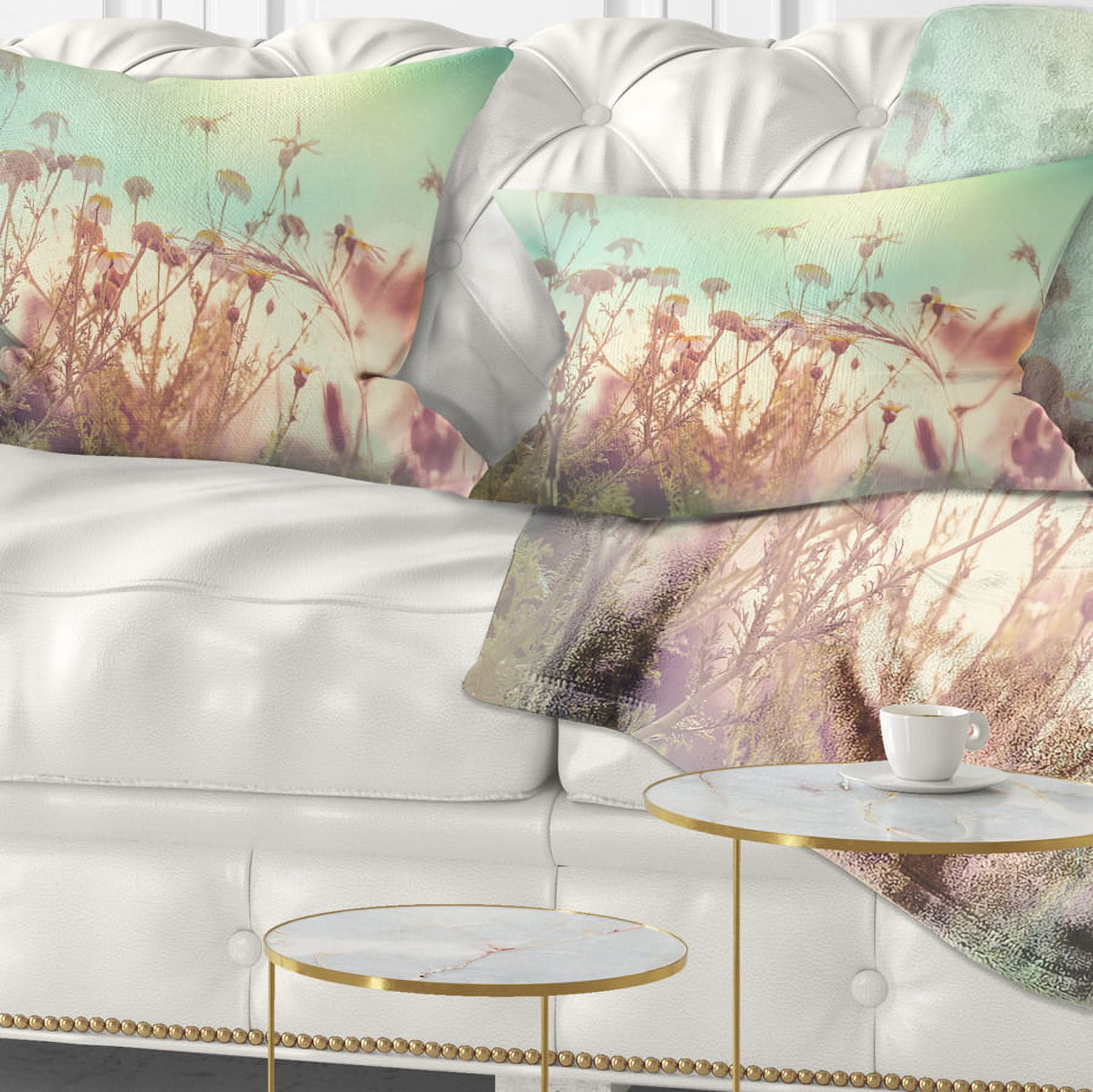 Designart 12" x 20" Green Polyester Throw Pillow