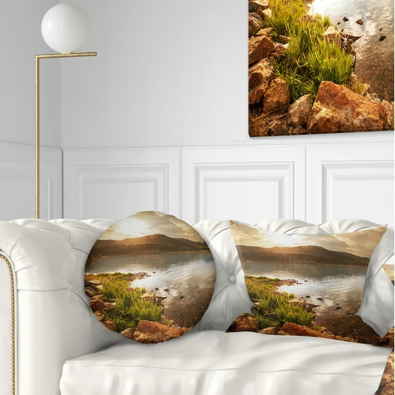 Designart 12" x 20" Green Polyester Throw Pillow