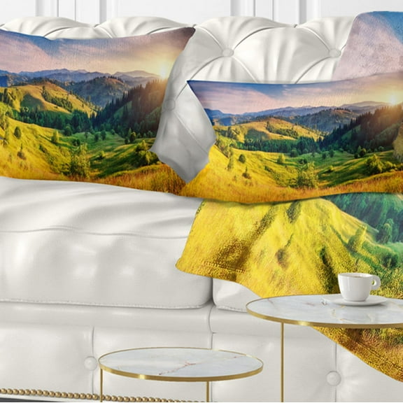 Designart 12" x 20" Green Polyester Throw Pillow