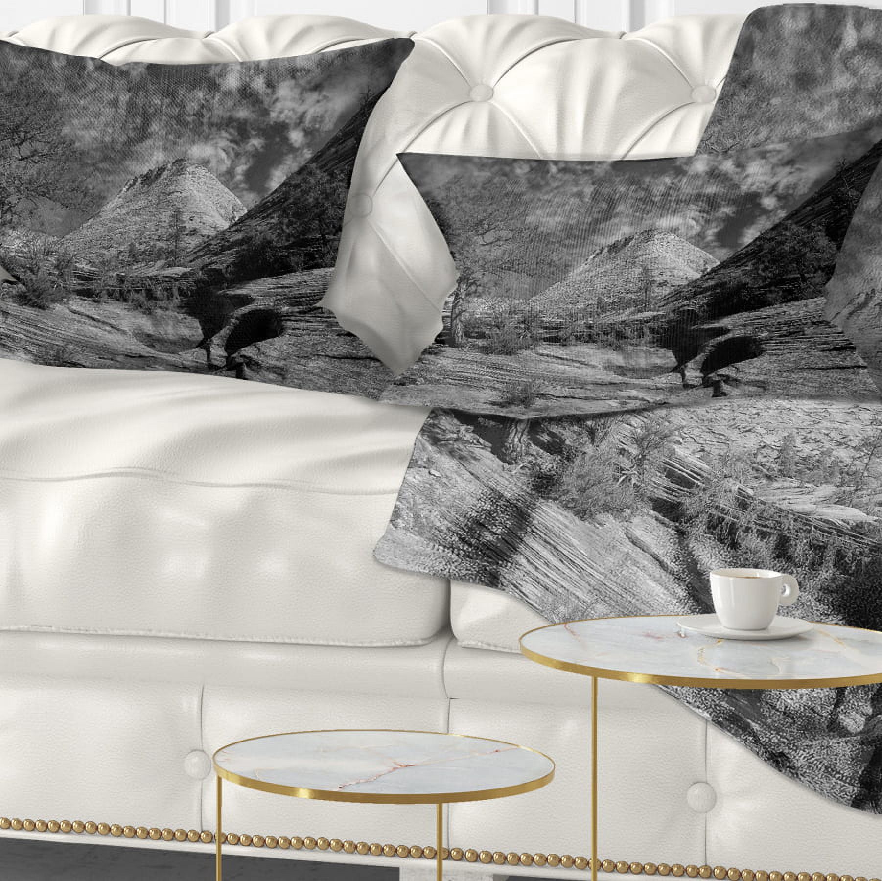 Designart 12" x 20" Grey Polyester Throw Pillow