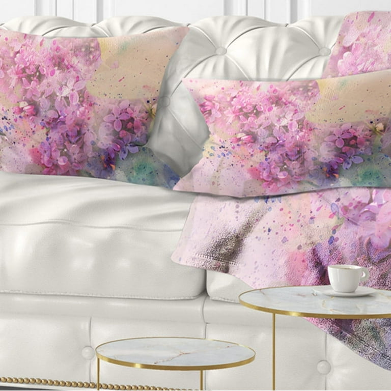 Designart Lilac Floral Throw Pillow 12 x 20