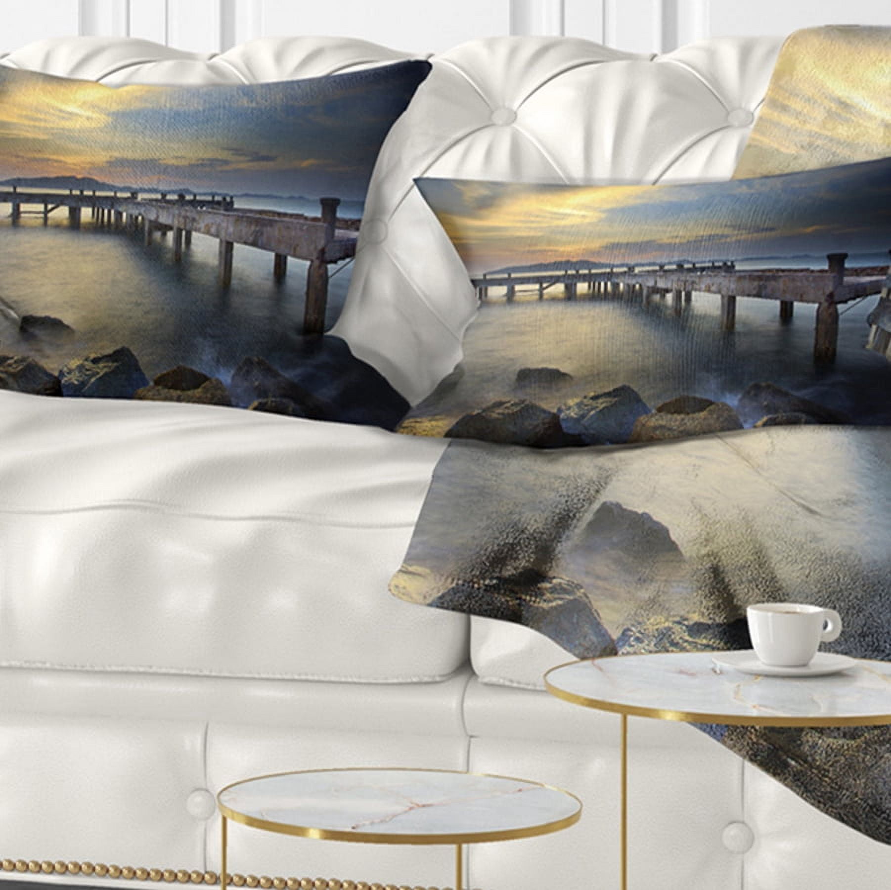 Designart 12" x 20" Multi-color Bridge Pier Polyester Throw Pillow