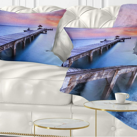 Designart 12" x 20" Multi-color Bridge Pier Polyester Throw Pillow