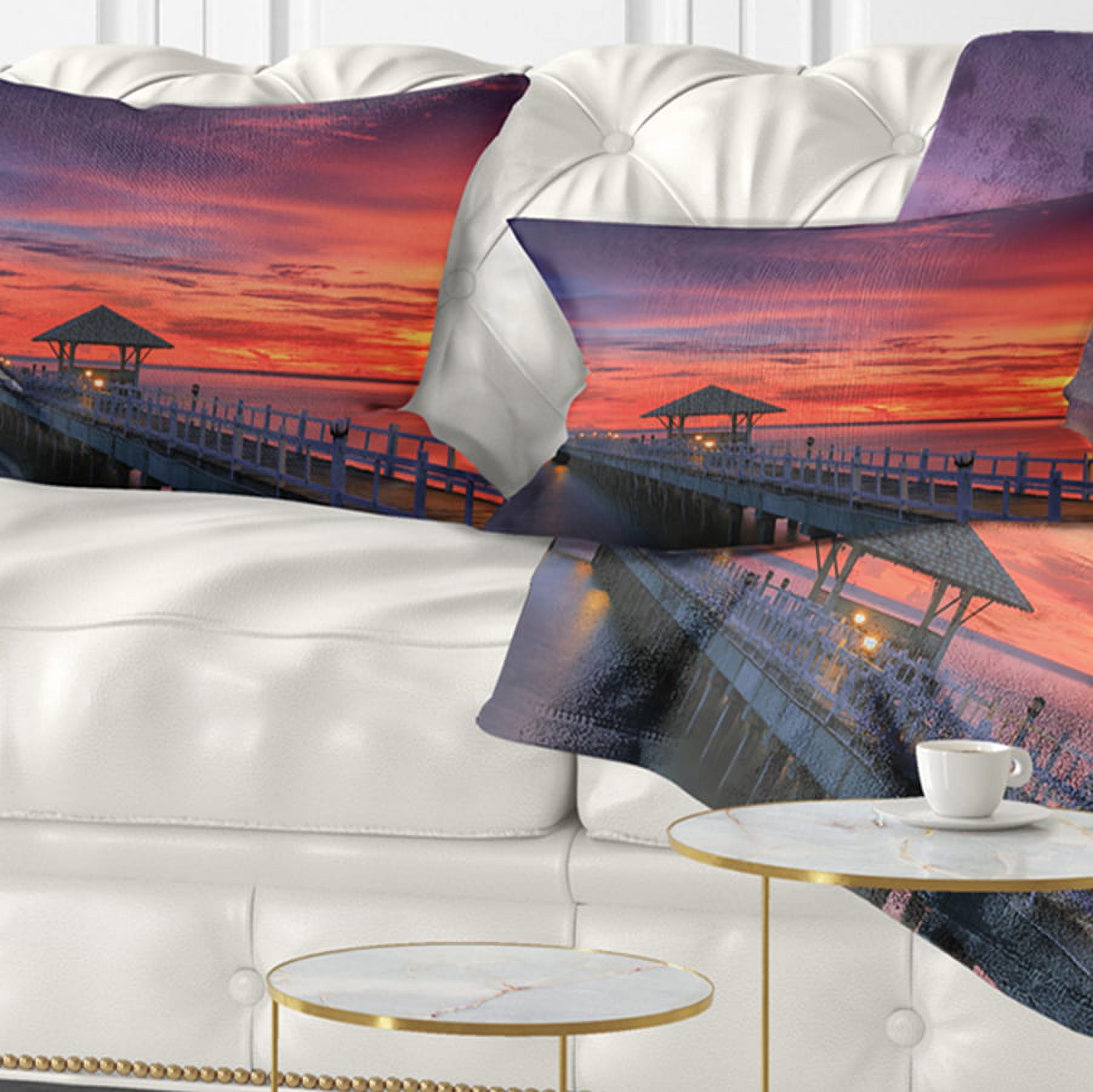 Designart 12" x 20" Multi-color Bridge Pier Polyester Throw Pillow