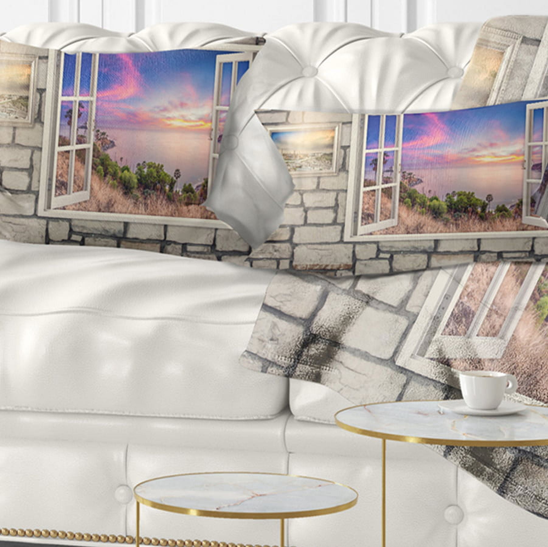 Designart 12" x 20" Multi-color Landscape Polyester Throw Pillow