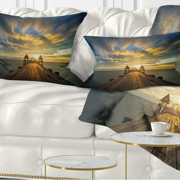 Designart 12" x 20" Multi-color Polyester Throw Pillow