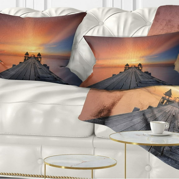 Designart 12" x 20" Multi-color Polyester Throw Pillow