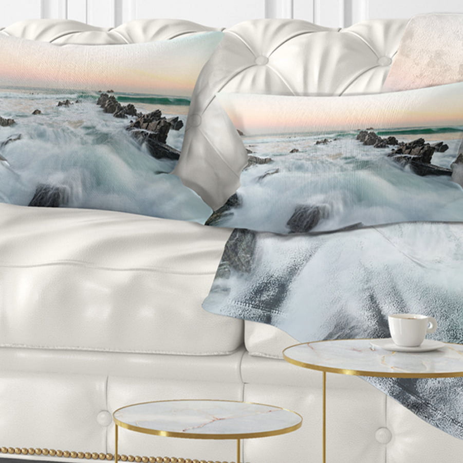 Designart 12" x 20" Multi-color Sea Shore Polyester Throw Pillow